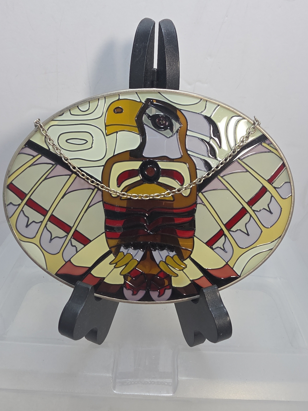 Joan Baker Designs Hand Painted Eagle Stained Glass Suncatcher Wall Hanger (A4)